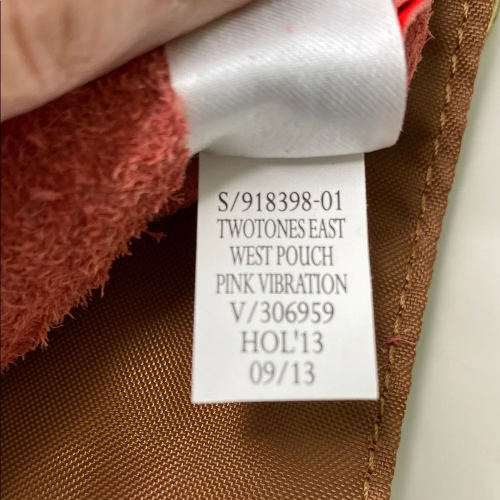 GAP Twotones East West Wristlet Pouch Colorblock‎ Pebbled Leather Pink Vibration - Picture 6 of 9